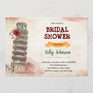Rustic italy bridal shower theme invitation