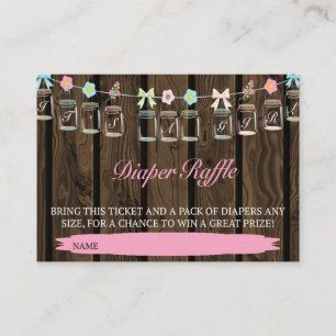Rustic It's A Girl Mason Jar Diaper Raffle Ticket Enclosure Card