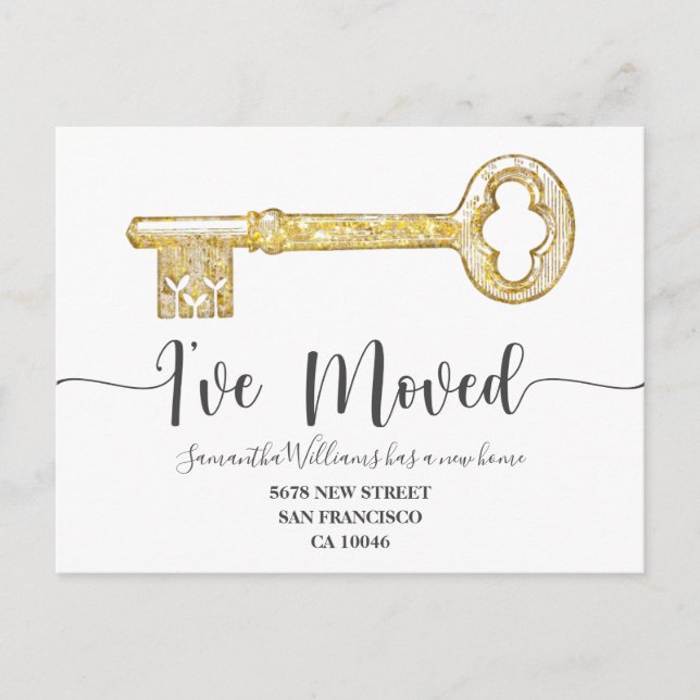 Rustic I've Moved Key Photo Moving Announcement (Front)