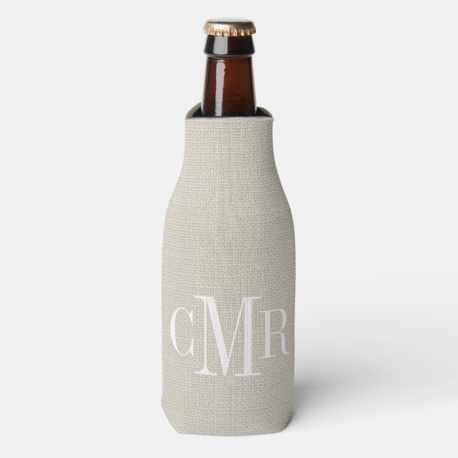 Rustic Ivory Classic Monogram Bottle Cooler (Bottle Front)
