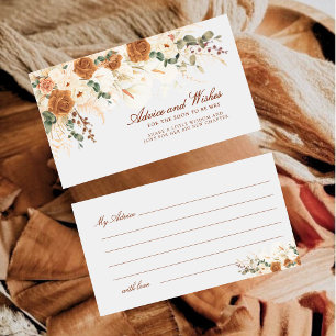 Rustic Ivory Floral Advice & Wishes Bridal Ticket Card