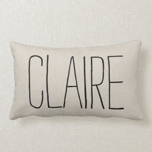 Rustic Ivory Name Monogram Lumbar Pillow