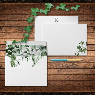 Rustic Ivy & Sage Greenery Monogram Wedding  Envelope