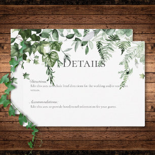 Rustic Ivy & Sage Greenery Wedding Details Enclosure Card