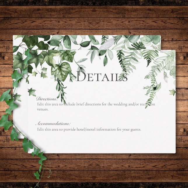 Rustic Ivy & Sage Greenery Wedding Details Enclosure Card (Rustic Ivy & Sage Greenery Wedding Details Enclosure Card)