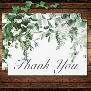 Rustic Ivy & Sage Greenery Wedding Thank You Card