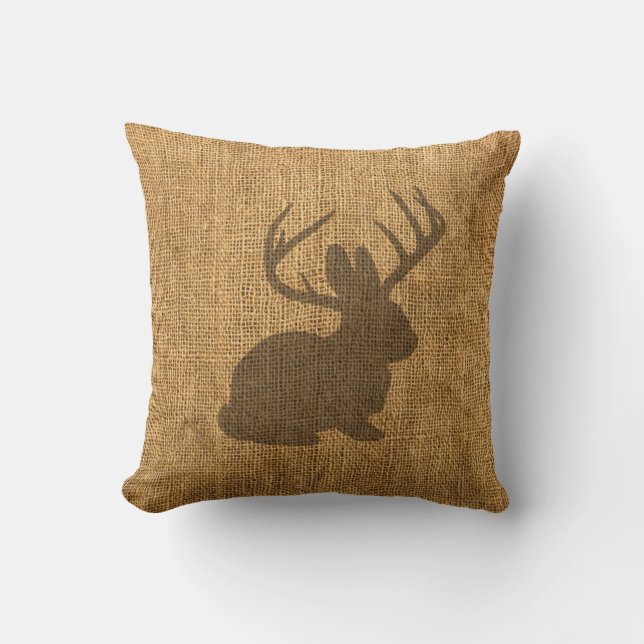 Rustic Jackalope Throw Pillow (Front)