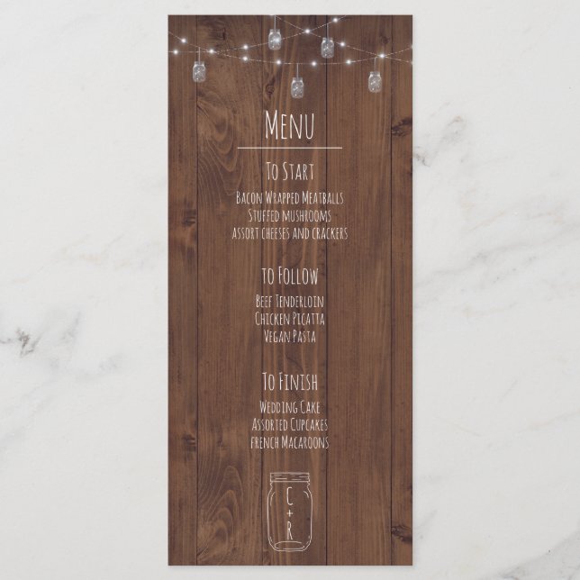 Rustic Jar Twinkle Lights Menu (Front)