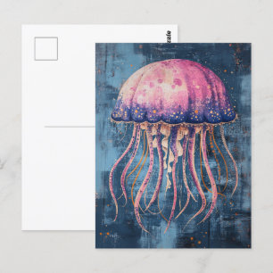 Rustic Jellyfish Oil Painting Postcard