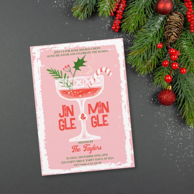 Rustic Jingle and Mingle Christmas Cocktail Party Invitation (Rustic Jingle and Mingle Christmas Cocktail Party Invitation)