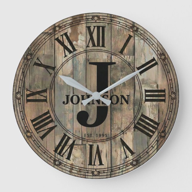 Rustic Johnson Family Clock | Farmhouse Decor  (Front)
