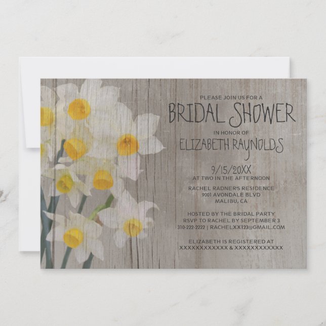 Rustic Jonquil Bridal Shower Invitations (Front)