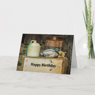 Rustic Jug Duck Decoy Photo Birthday Card