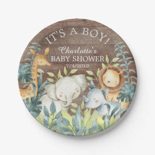Rustic Jungle Animals Baby Shower 7" Plate