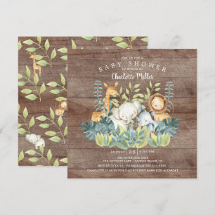 Rustic Jungle Animals Baby Shower Invitation