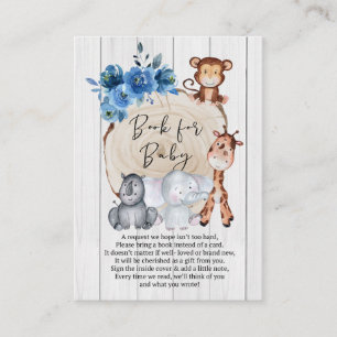 Rustic Jungle Animals Blue Floral Book For Baby Enclosure Card