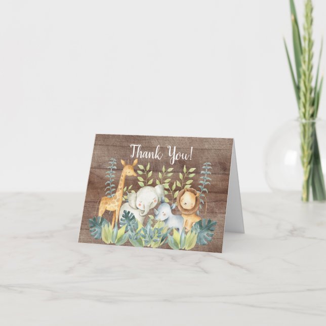 Rustic Jungle Baby shower Merci Note (Devant)