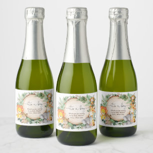 Rustic Jungle Safari Animals Baby Shower Favours Sparkling Wine Label