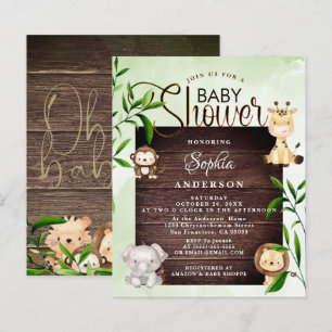Rustic Jungle Safari Animals Greenery baby Shower 