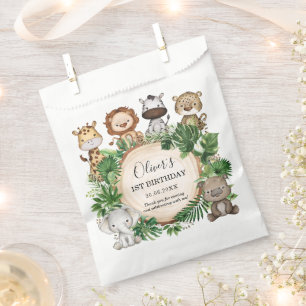 Rustic Jungle Safari Animals Tropical Birthday Favour Bag