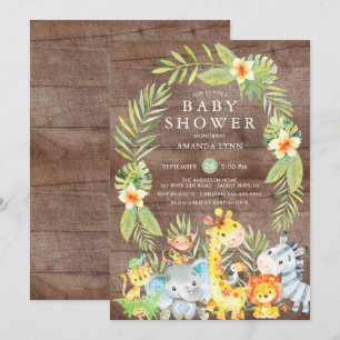 Rustic Jungle Safari Baby shower garçon Invitation