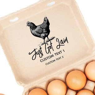 Rustic Just Got Laid Chicken Egg Stamp