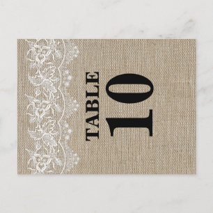 Rustic Jute and Lace Table Number Card