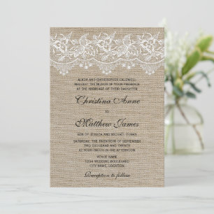 Rustic Jute and Lace Wedding Invitation