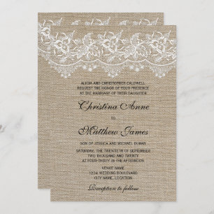 Rustic Jute and Lace Wedding Invitation