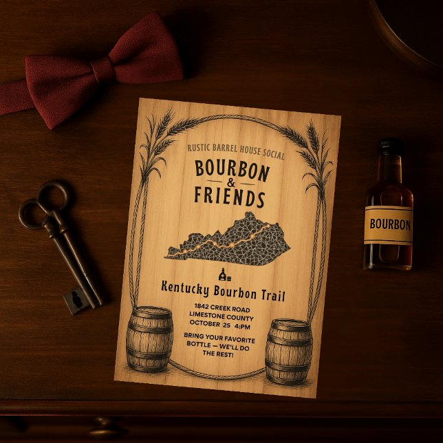 Rustic Kentucky Bourbon Themed Party Invitation (Creator Uploaded)