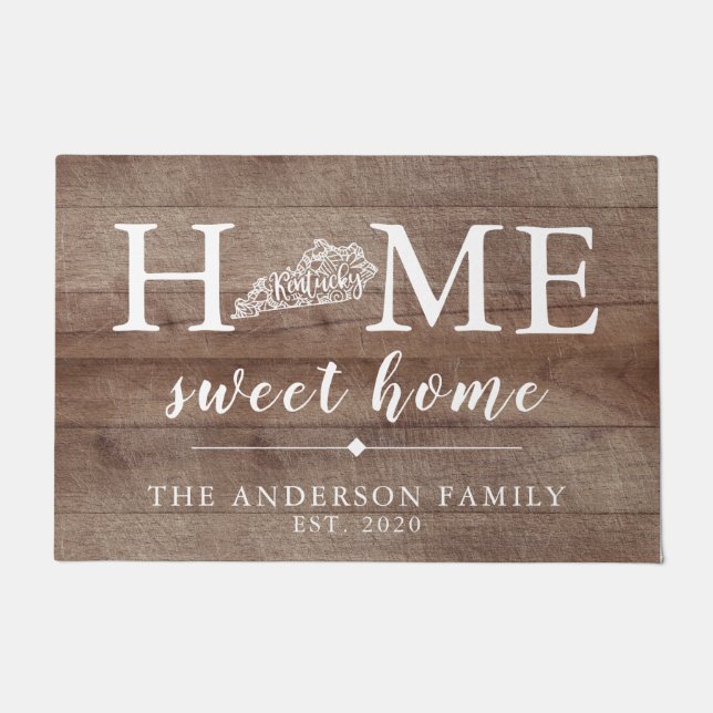 Rustic KENTUCKY Personalized State Doormat (Front)