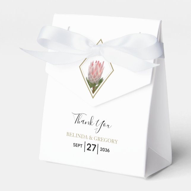 Rustic King Protea Wedding Favor Box (Front Side)