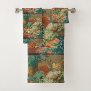 Rustic Kitchen Art Vintage Fruit Flower Print Bath Towel Set