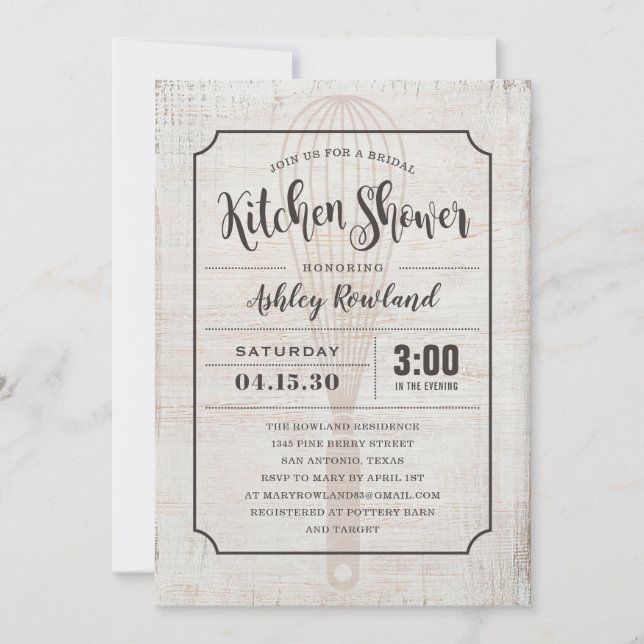 Rustic Kitchen Bridal Shower Invitations (Front)