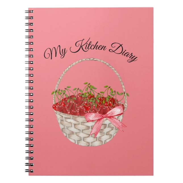 Rustic Kitchen Cookbook Personalized Pastel Cherry Notebook (Front)