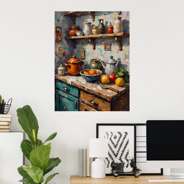 Rustic Kitchen Still Life Poster (Home Office)