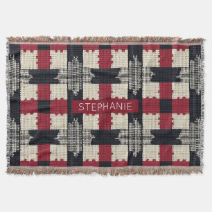 Rustic Knit Snowflake Plaid - Cozy Winter Boho Throw Blanket