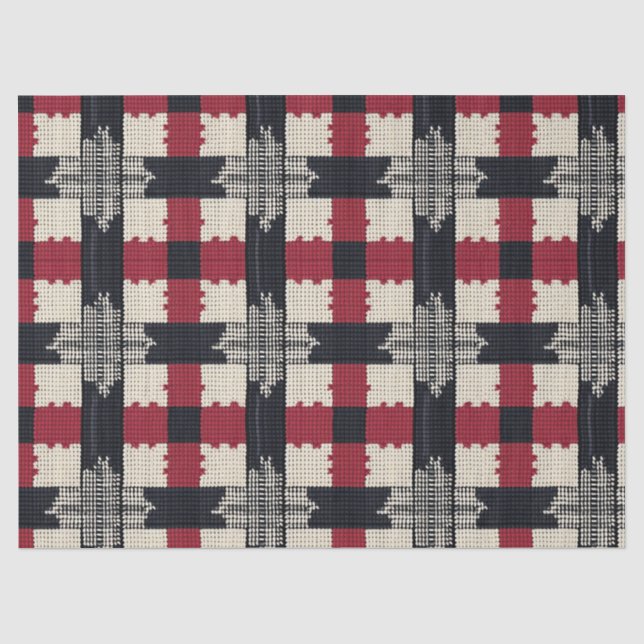 Rustic Knit Snowflake Plaid - Cozy Winter Boho Tissue Paper (Front)