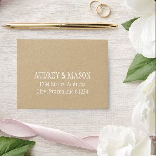 Rustic Kraft and White Lace Wedding RSVP Envelope