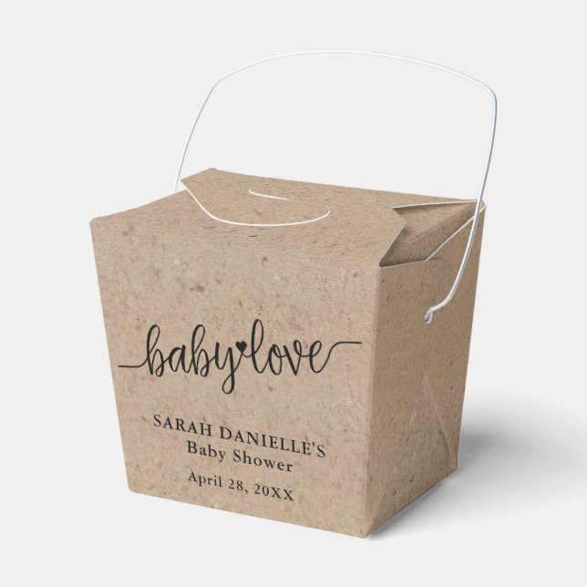 Rustic Kraft Baby Love Custom Take Out Favor Box (Front Side)