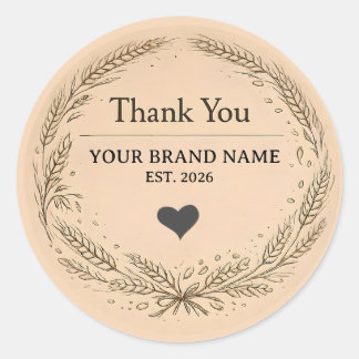 Rustic Kraft Bakery Business Business Thank You Classic Round Sticker