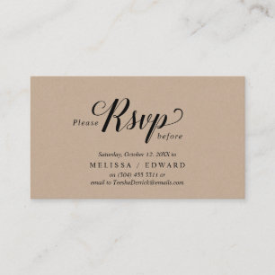 Rustic Kraft, Black Script, RSVP respond Enclosure Card
