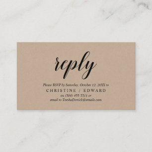 Rustic Kraft, Black Script, RSVP respond Enclosure Card