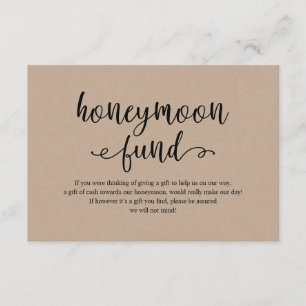 Rustic kraft black script, Wedding Honeymoon Fund Enclosure Card