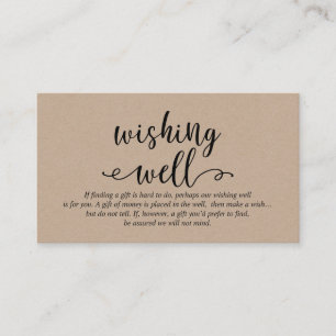Rustic kraft black script, Wedding Wishing Well Enclosure Card