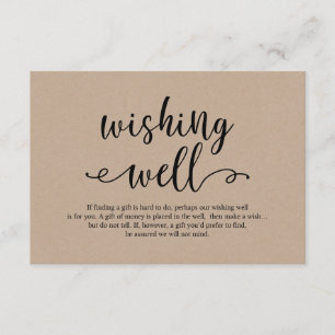 Rustic kraft black script, Wedding Wishing Well Enclosure Card