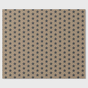 Rustic Kraft Black Stars Wrapping Paper