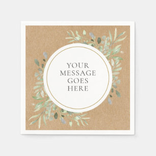 Rustic Kraft Boho Eucalyptus Greenery Wedding Napkin