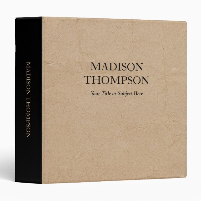 Rustic Kraft Brown Paper Simple Professional Binder (Front/Spine)