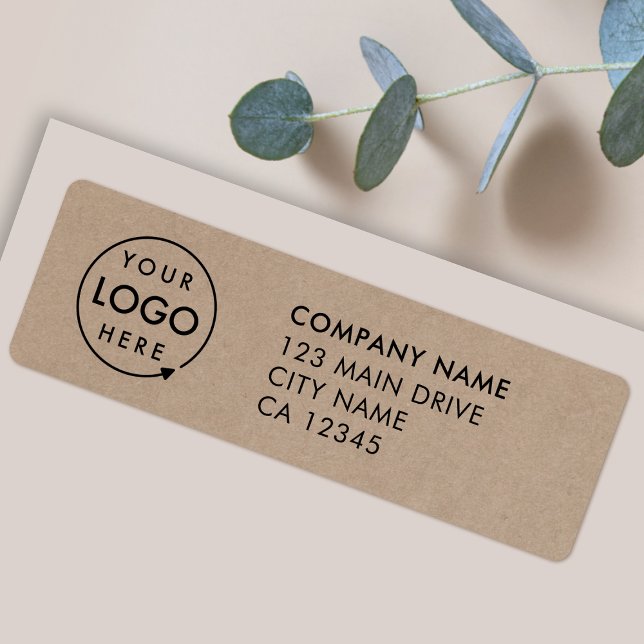 Rustic Kraft | Business Logo Company Address Label (Rustic kraft return address labels for your business - simple, professional & easy to customize)